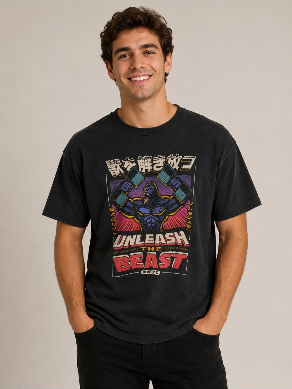Next Level Apparel Black 'Unleash The Beast' Graphic Tee with Purple & Red Art